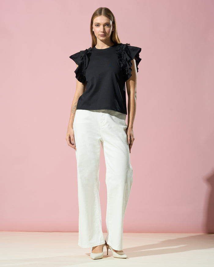 Ruffled Sleeve T-Shirt