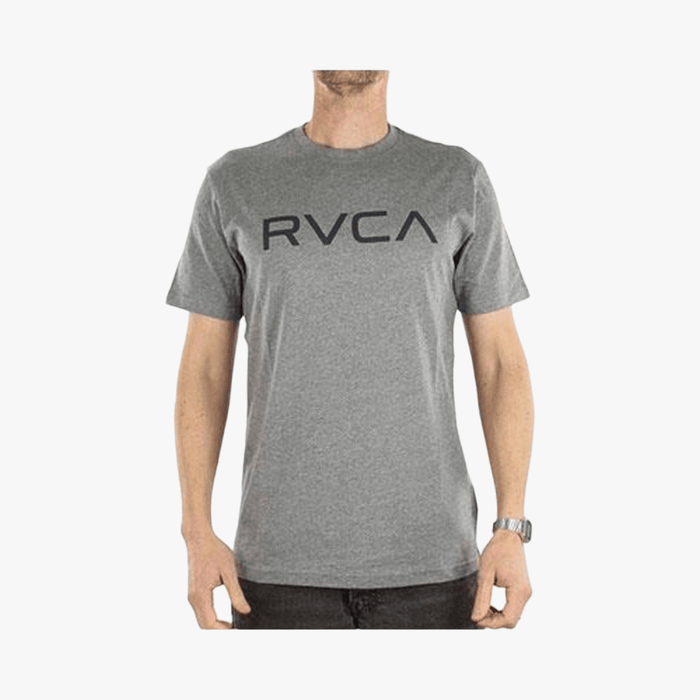 Rvca Mens Big Rvca Short Sleeve Tee Grey Noise Mocktwist Navy Logo | Rvca
