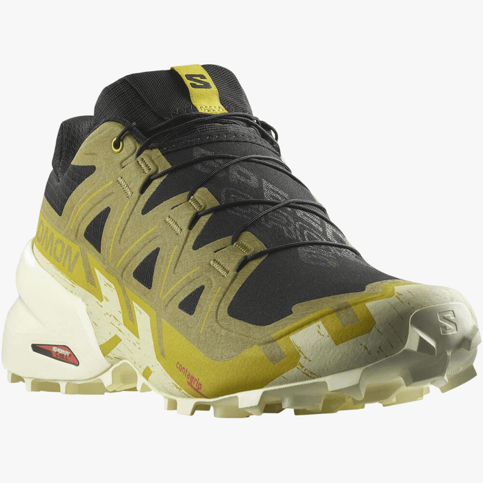 Salomon Mens Speedcross 6 Trail Shoe Black Cress Green Trans Yellow | Salomon