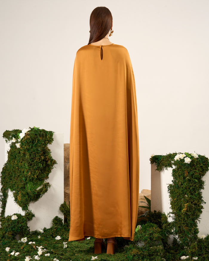 Satin Drape Kaftan Dress