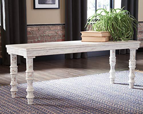 Signature Design by Ashley Dannerville Distressed Vintage Accent Bench, Antique White
