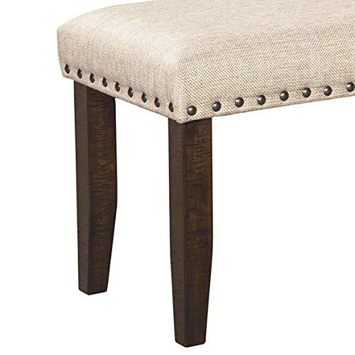 Signature Design by Ashley Rokane Upholstered Farmhouse Bench, Beige & Brown