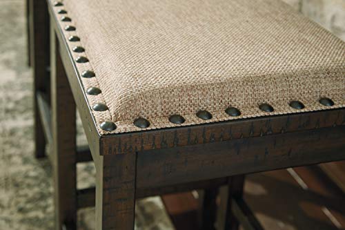 Signature Design by Ashley Rokane Upholstered Farmhouse Bench, Beige & Brown