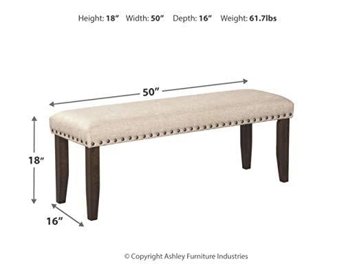 Signature Design by Ashley Rokane Upholstered Farmhouse Bench, Beige & Brown