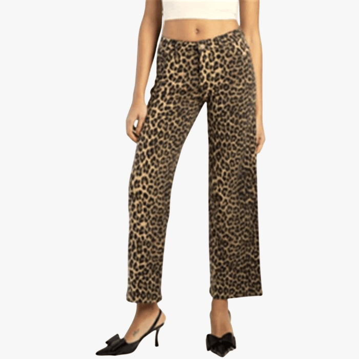 Sissy Boy Womens Mid Waist Skinny Pants Animal Print Brown | Sissy Boy