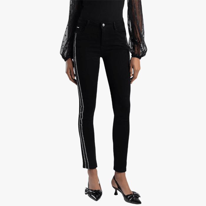 Sissy Boy Womens Slim Straight Leg Jean With Side Tape Black Sissy Boy
