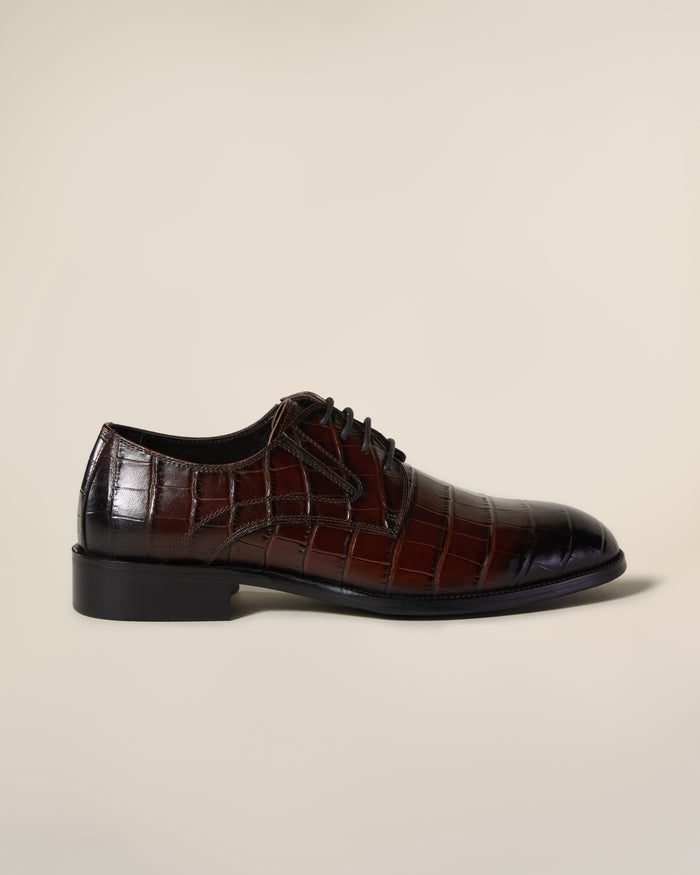 Solid Tone Croco Derby Shoes