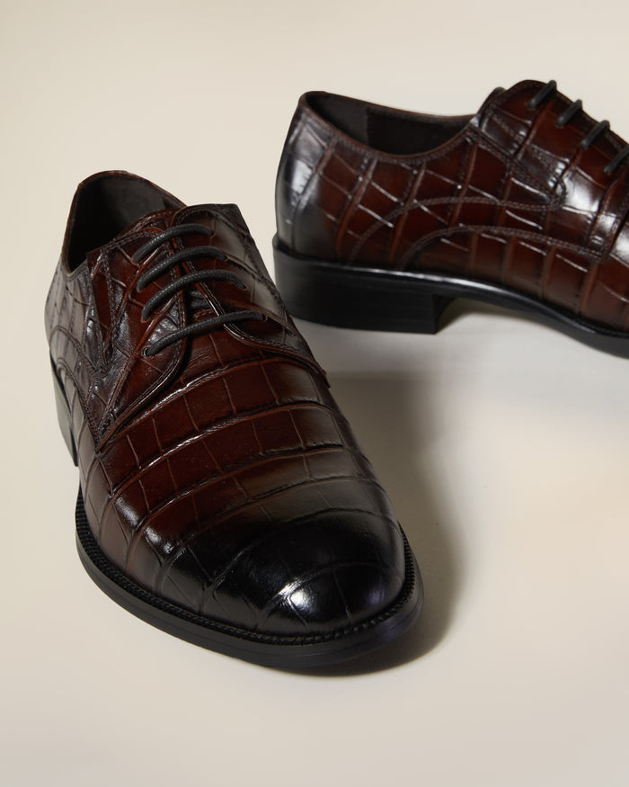 Solid Tone Croco Derby Shoes