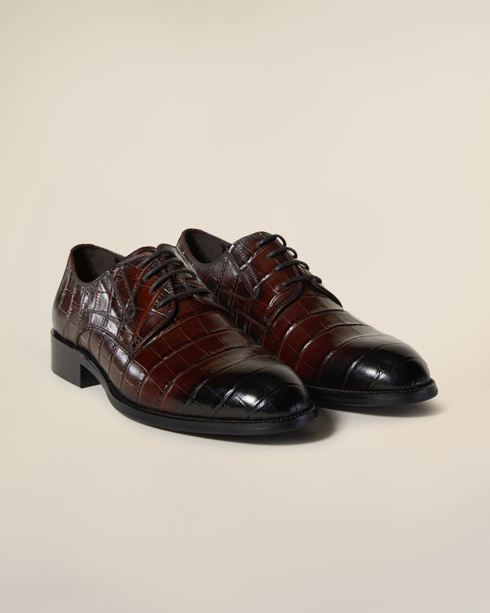 Solid Tone Croco Derby Shoes