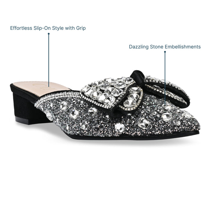 Sparkly Black Mule Heels