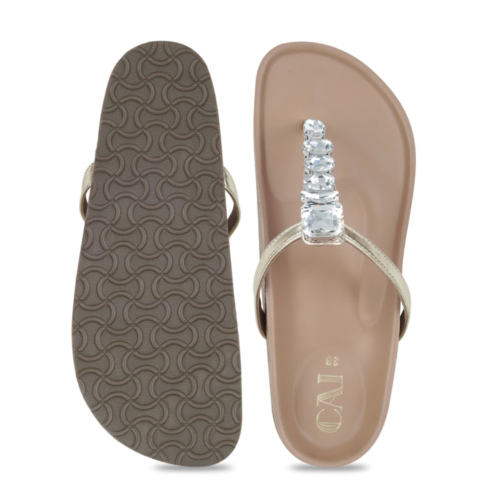 Sparkly Gold Beige Sliders