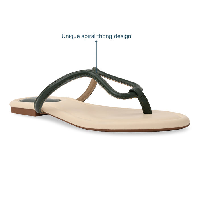 Spiral Thong Green Flat