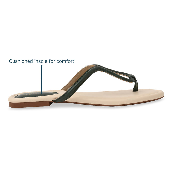 Spiral Thong Green Flat