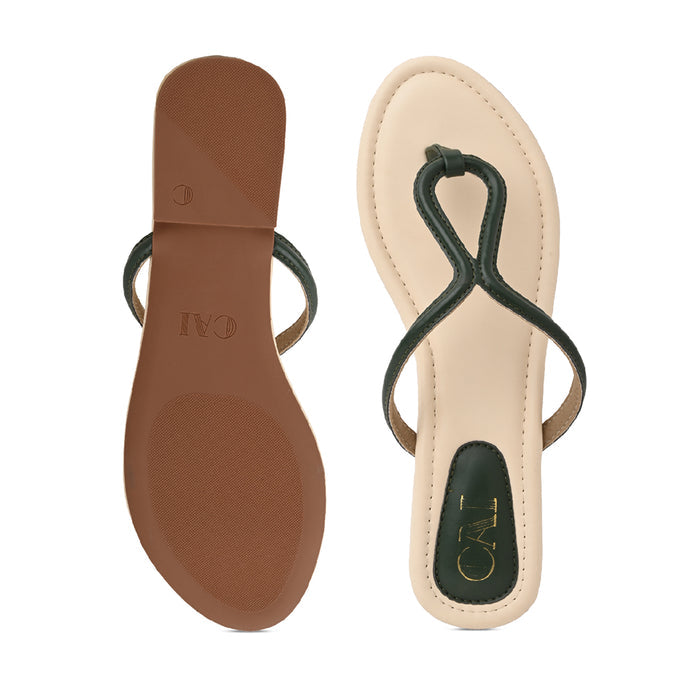 Spiral Thong Green Flat