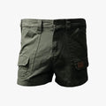Sterling Men's Shortie Shorts in olive green, featuring cargo pockets and belt loops, displayed from a front view.