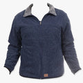 Sterling men's waffel sherpa-lined jacket in navy and grey, featuring a full front zipper and a cozy collar.