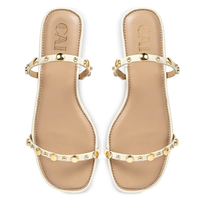Strapped Rivet Flats- Cream