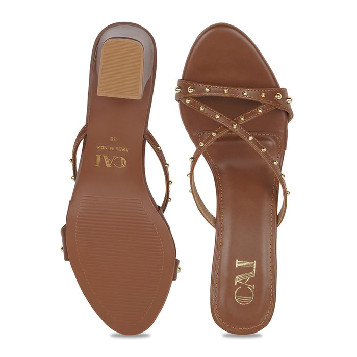 Studded Tan Heels