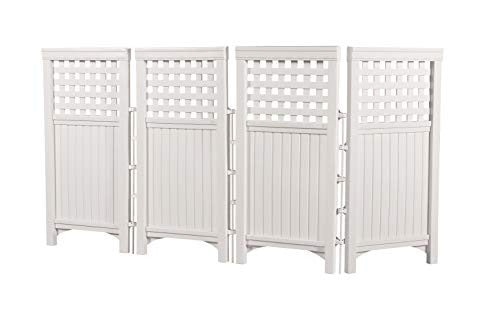 Suncast 4 Enclosure Freestanding Steel Resin Reversible Panel Outdoor Screen TRE, 4 panles (pack of 1), White