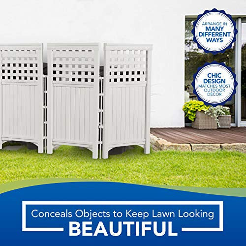 Suncast 4 Enclosure Freestanding Steel Resin Reversible Panel Outdoor Screen TRE, 4 panles (pack of 1), White