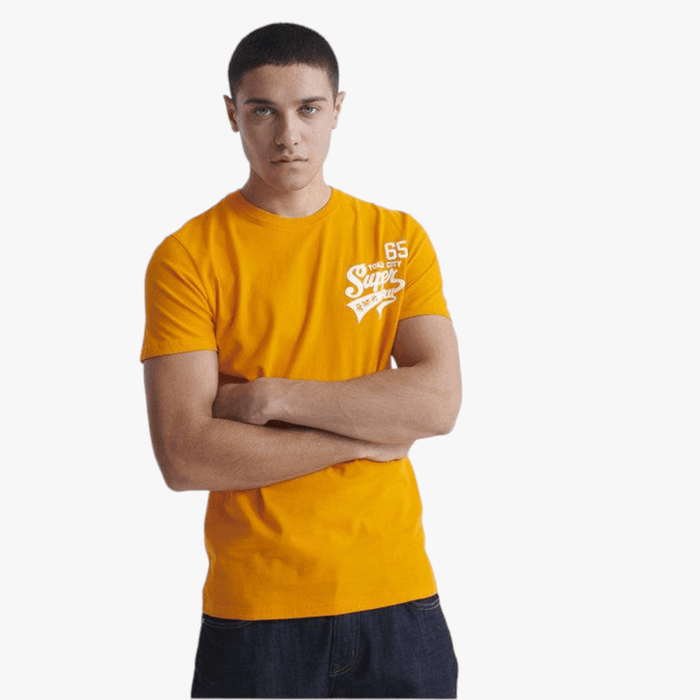 Superdry Mens Classic Script Short Sleeve Tee Marigold Superdry
