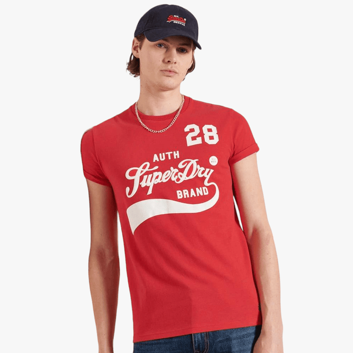 Superdry Mens Collegiate Graphic Short Sleeve Tee Drop Kick Red Superdry
