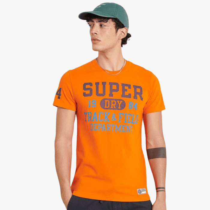 Superdry Mens Track And Field Graphic Short Sleeve Tee Denver Orange Superdry