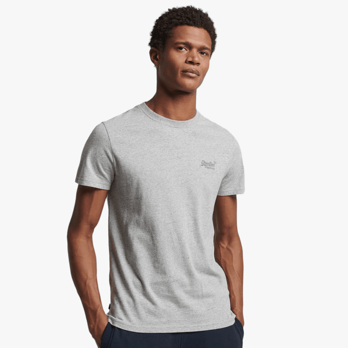 Superdry Mens Vintage Logo Emb Short Sleeve Tee Pumice Stone Marl Superdry