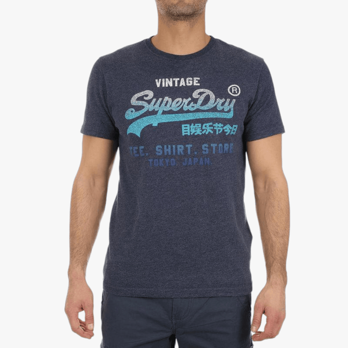 Superdry Mens Vl Fade Short Sleeve Tee Blue Marl Superdry