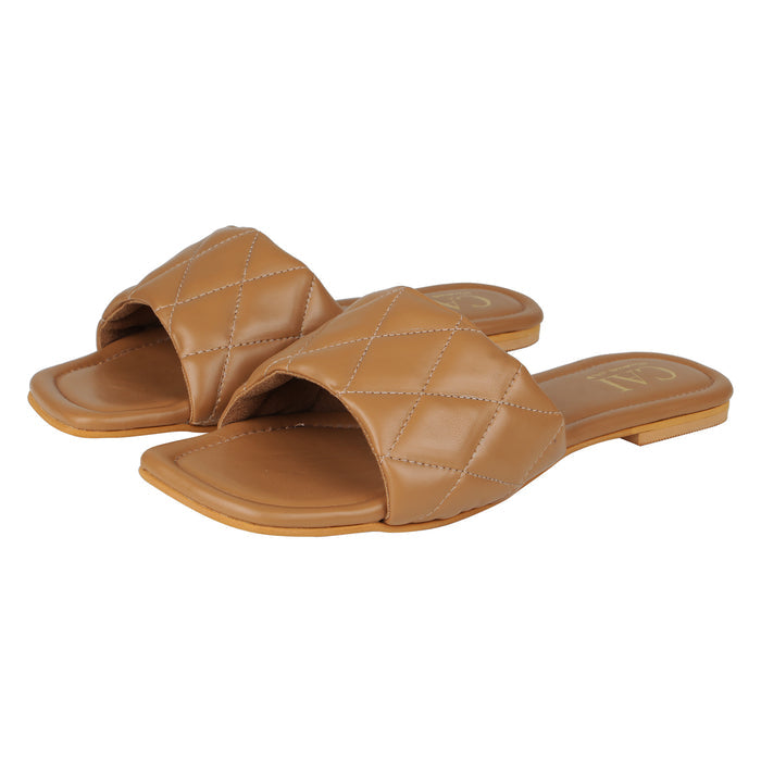 Best Tan Quilted Slides Online