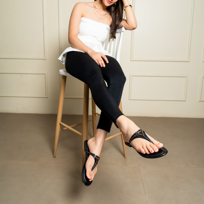 Tiny Tri Black Flats