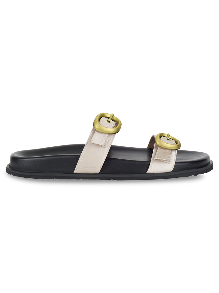Twin Buckle Gold Slides