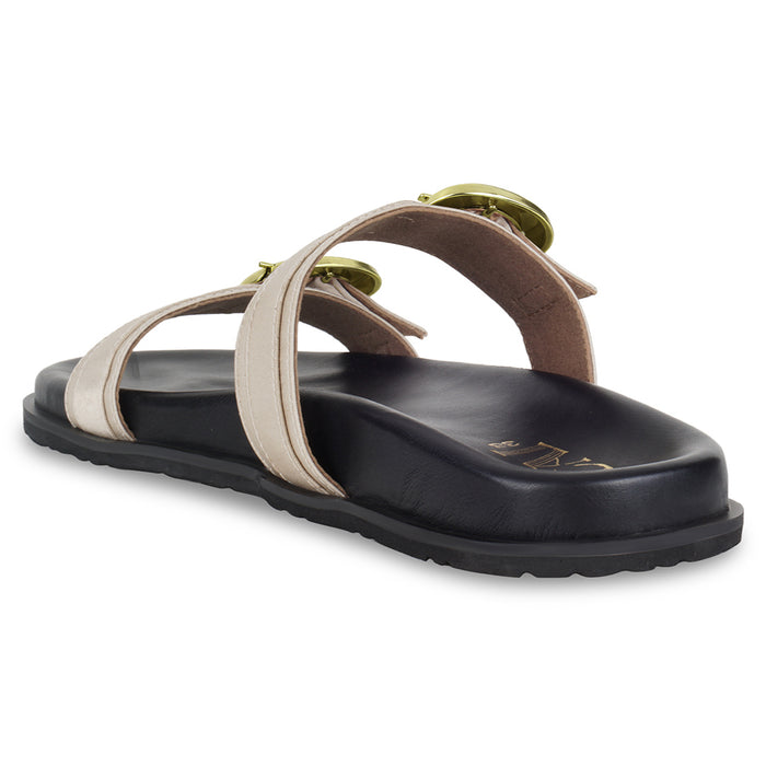 Twin Buckle Gold Slides