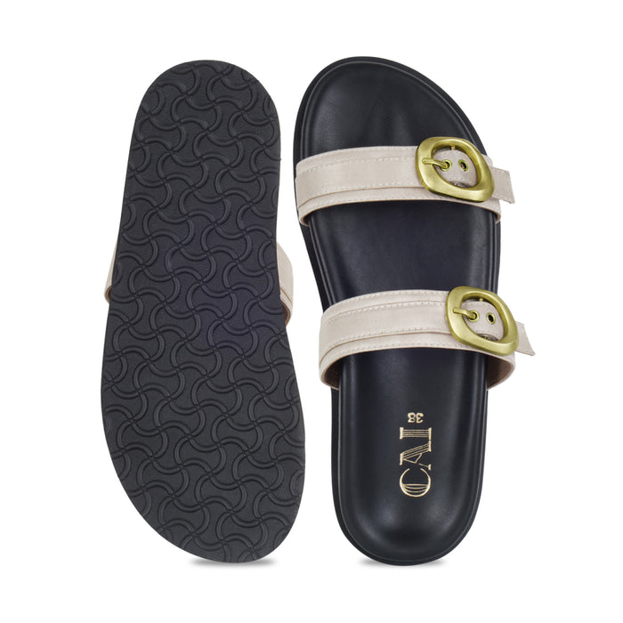 Twin Buckle Gold Slides