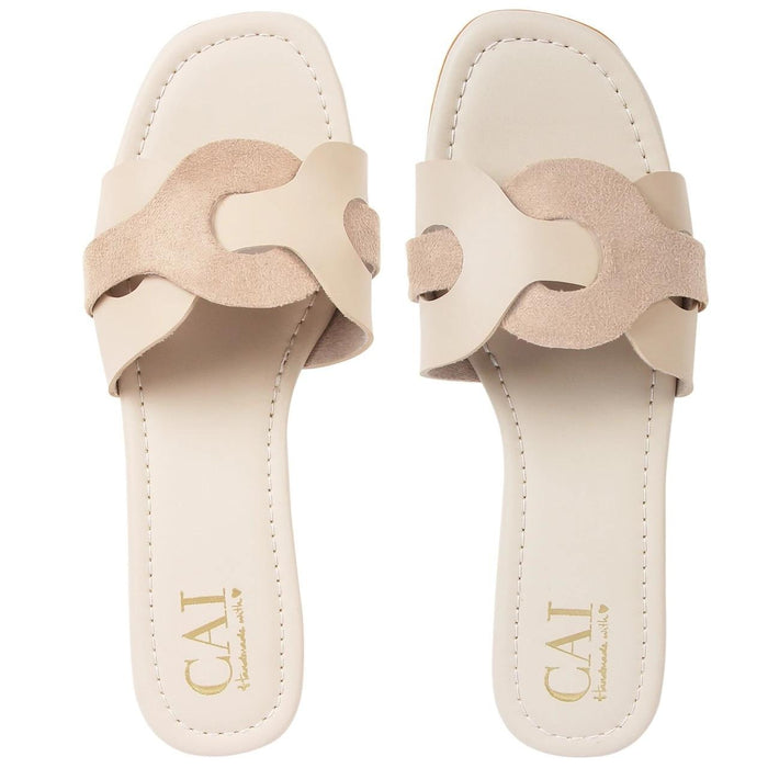Two Tone Interlocked Beige Flats in India