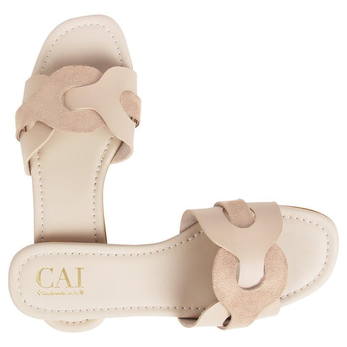 Two Tone Interlocked Beige Flats for Women
