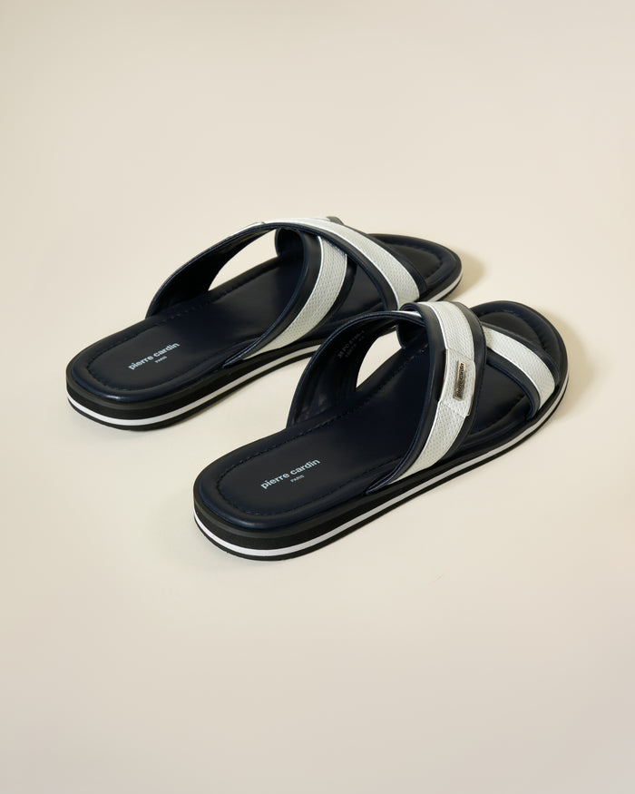 Two Tone Navy Leather Sandals