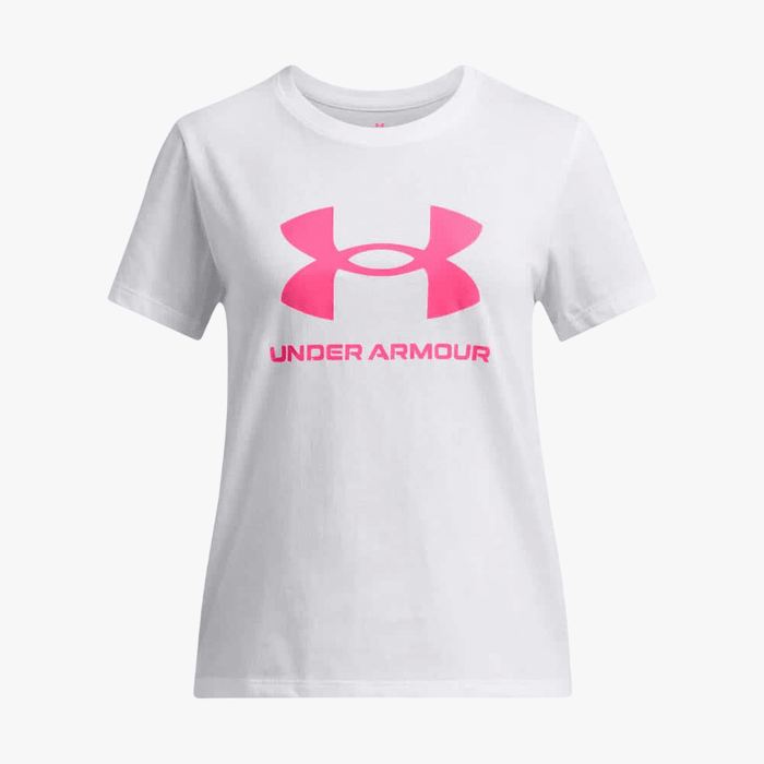 Under Armour Girls Big Logo Short Sleeve Tee 100 White | Under Armour