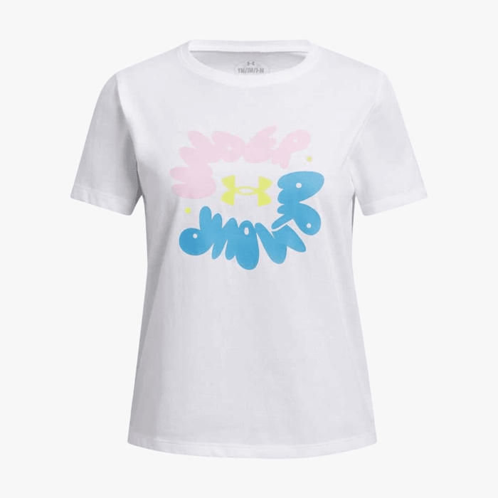 Under Armour Girls Bubble Wordmark Short Sleeve Tee 100 White | Under Armour