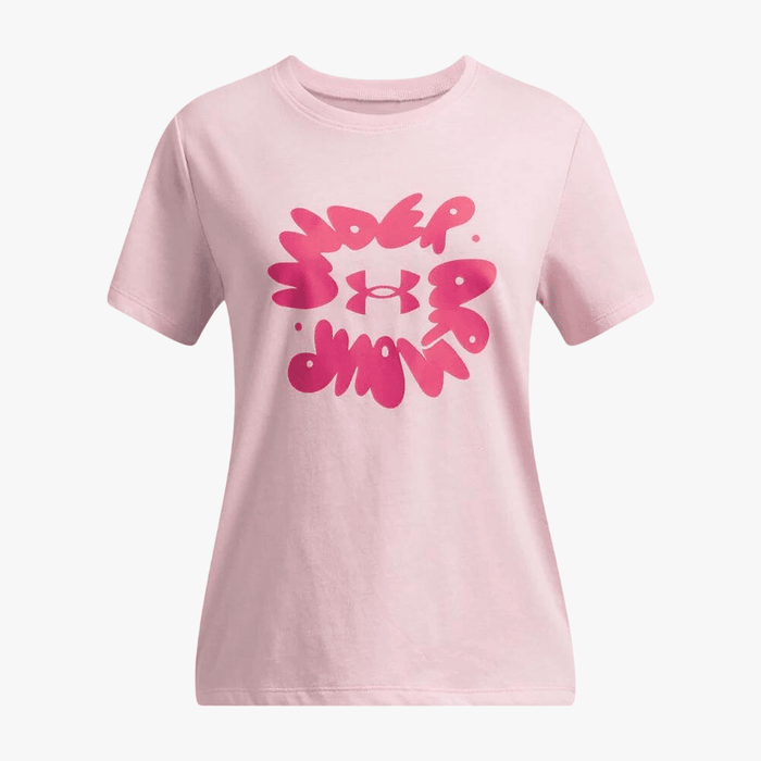 Under Armour Girls Bubble Wordmark Short Sleeve Tee 647 Pink | Under Armour