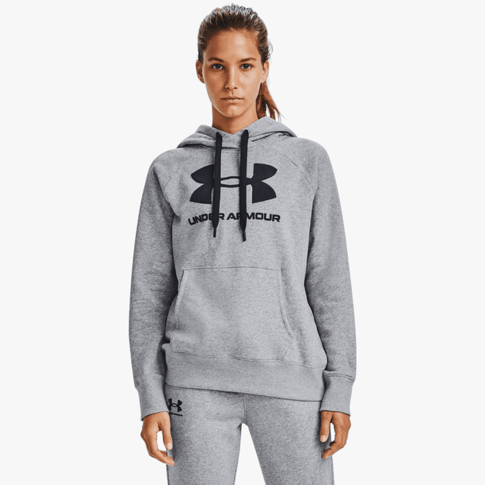Under Armour Ladies Rival Fleece Logo Hoodie 035 Grey Under Armour