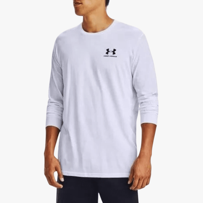Under Armour Mens Sportstyle Left Chest Long Sleeve Tee 100 White | Under Armour