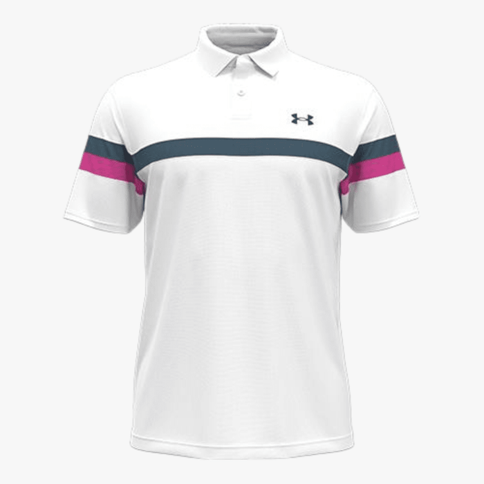 Under Armour Mens T2g Blocked Short Sleeve Golfer 100 White Under Armour