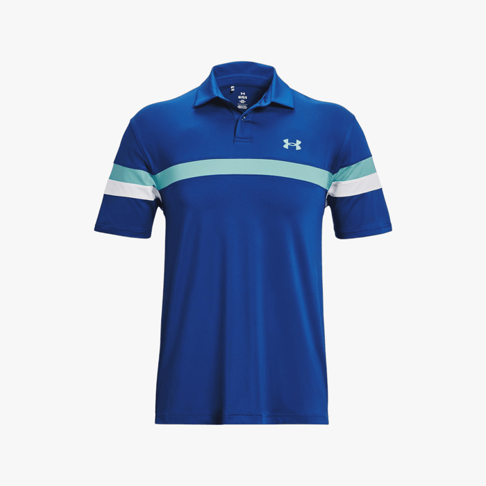 Under Armour Mens T2g Blocked Short Sleeve Golfer 471 Blue Under Armour
