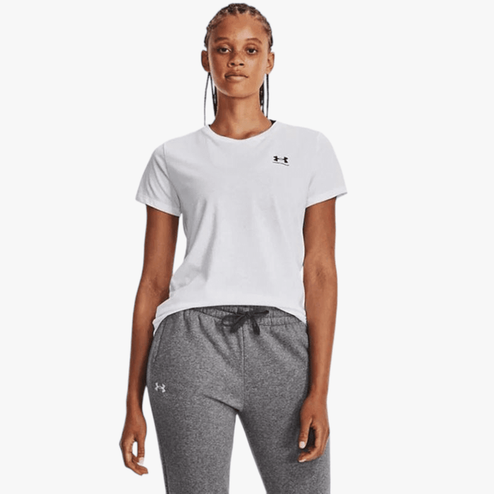Under Armour Womens Sportstyle Left Chest Short Sleeve Tee 100 White Under Armour