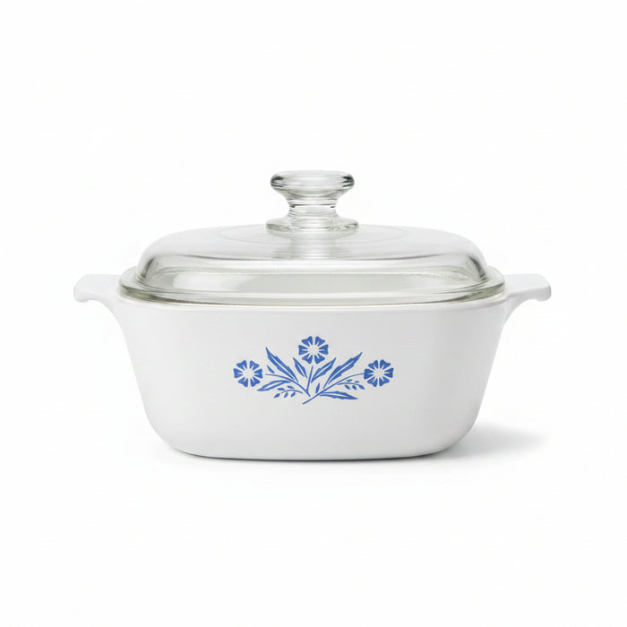 Vintage Corning Ware Blue Cornflower 1.5 Quart Casserole Dish P-1-1/2-B with Pyrex Lid A-7-C
