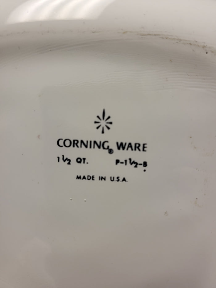 Vintage Corning Ware Blue Cornflower 1.5 Quart Casserole Dish P-1-1/2-B with Pyrex Lid A-7-C