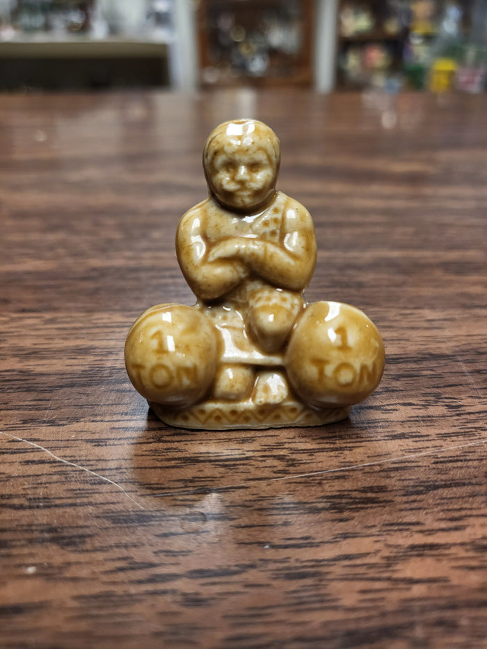 Wade Whimsie Strongman, Wade England Caramel Brown Weightlifter Porcelain Figurine