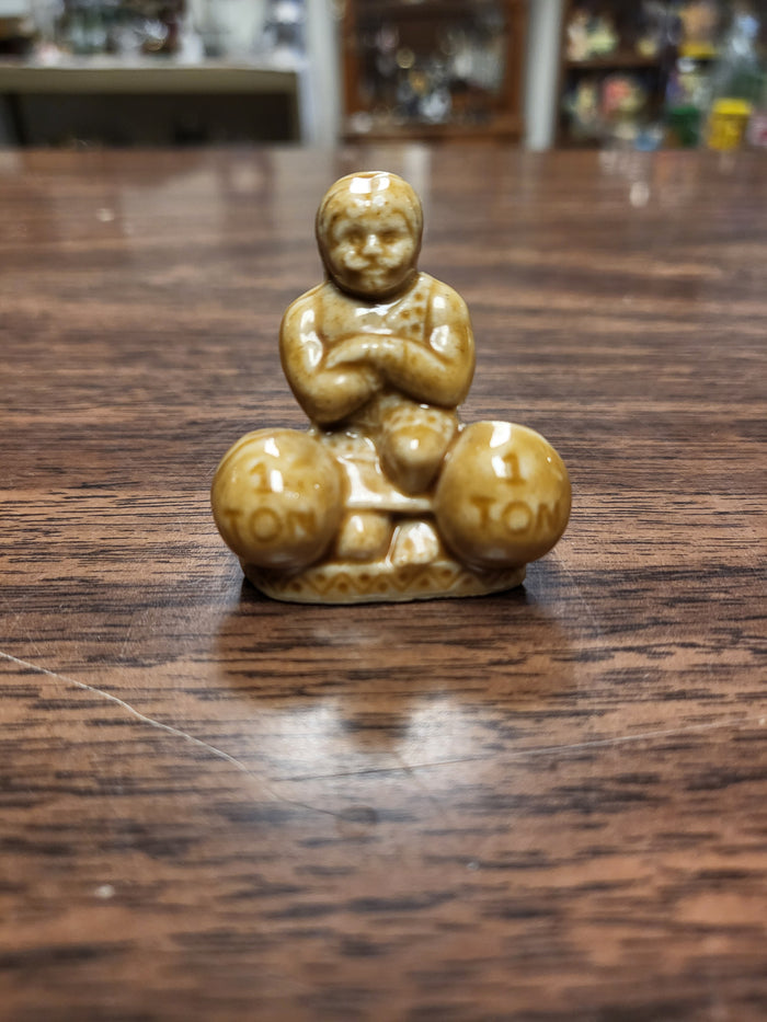 Wade Whimsie Strongman, Wade England Caramel Brown Weightlifter Porcelain Figurine