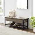 Walker Edison Julian Rustic Farmhouse Lift Top Entry Bench with Bottom Rack, 48 Inch - Grey